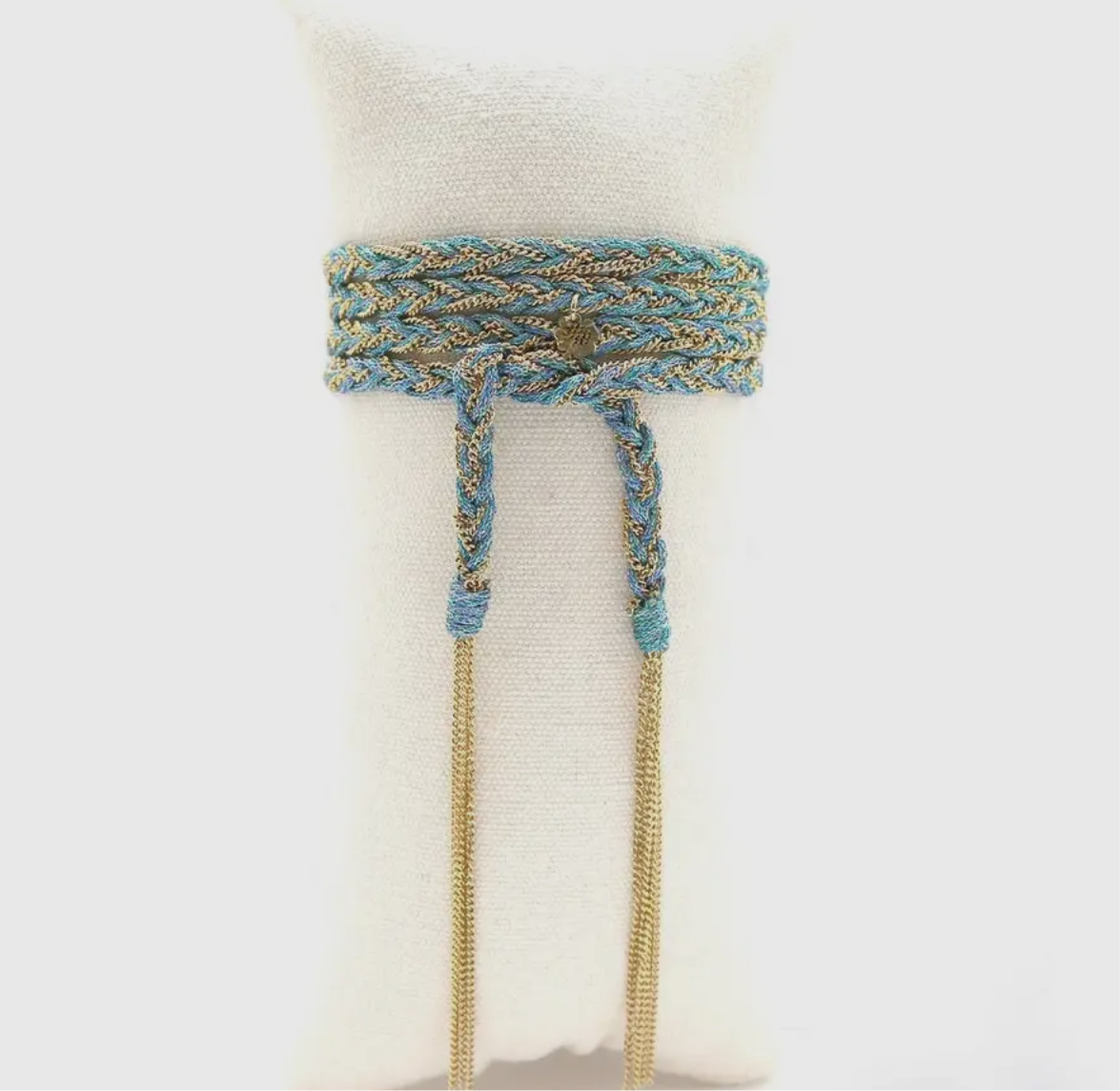 Blue Braided 18K Gold Plated Wrap