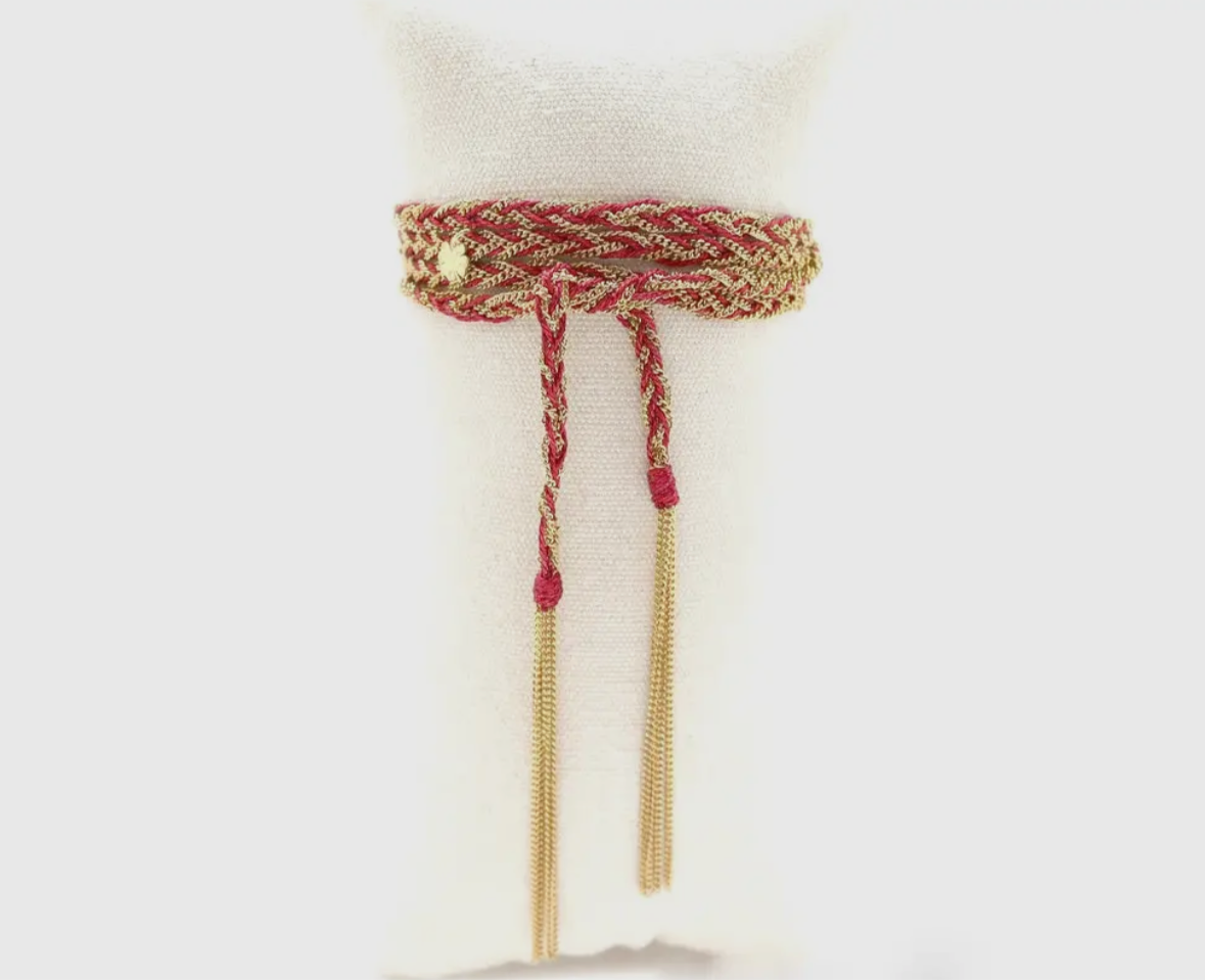Red Braided 18K Gold Plated Wrap