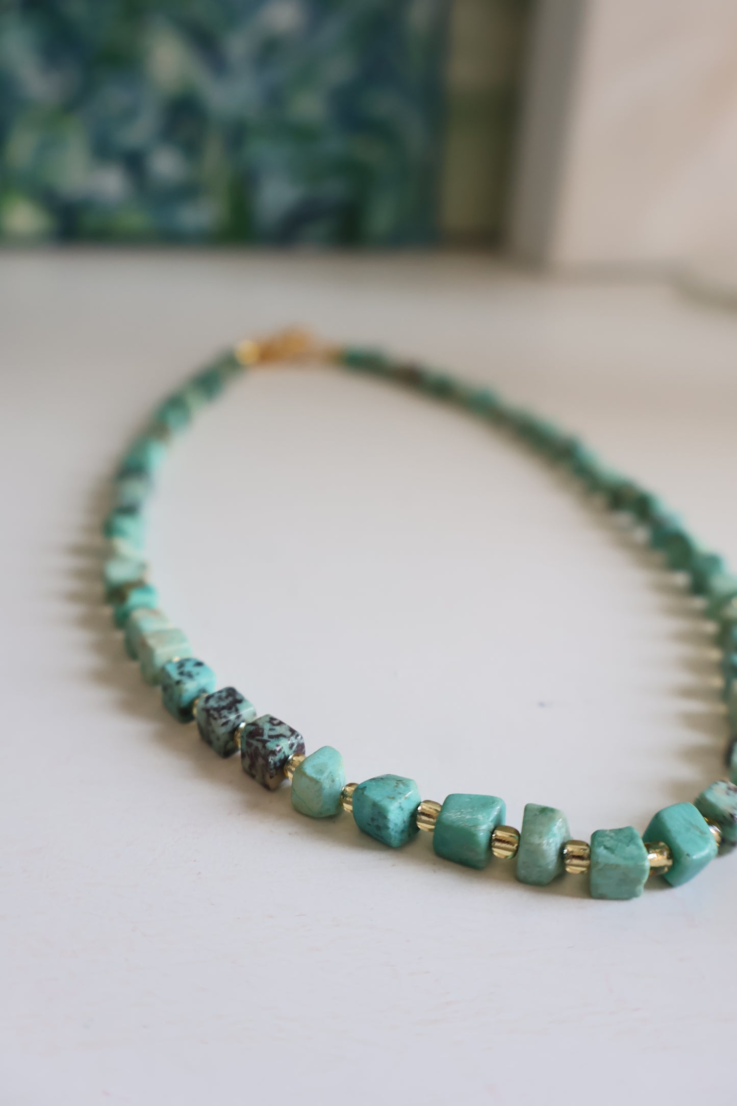 Rust & Stone Turquoise Necklace | Detachable Cross Pendant