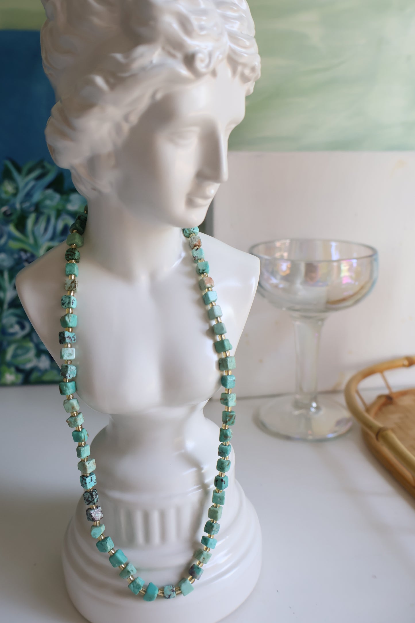 Rust & Stone Turquoise Necklace | Detachable Cross Pendant