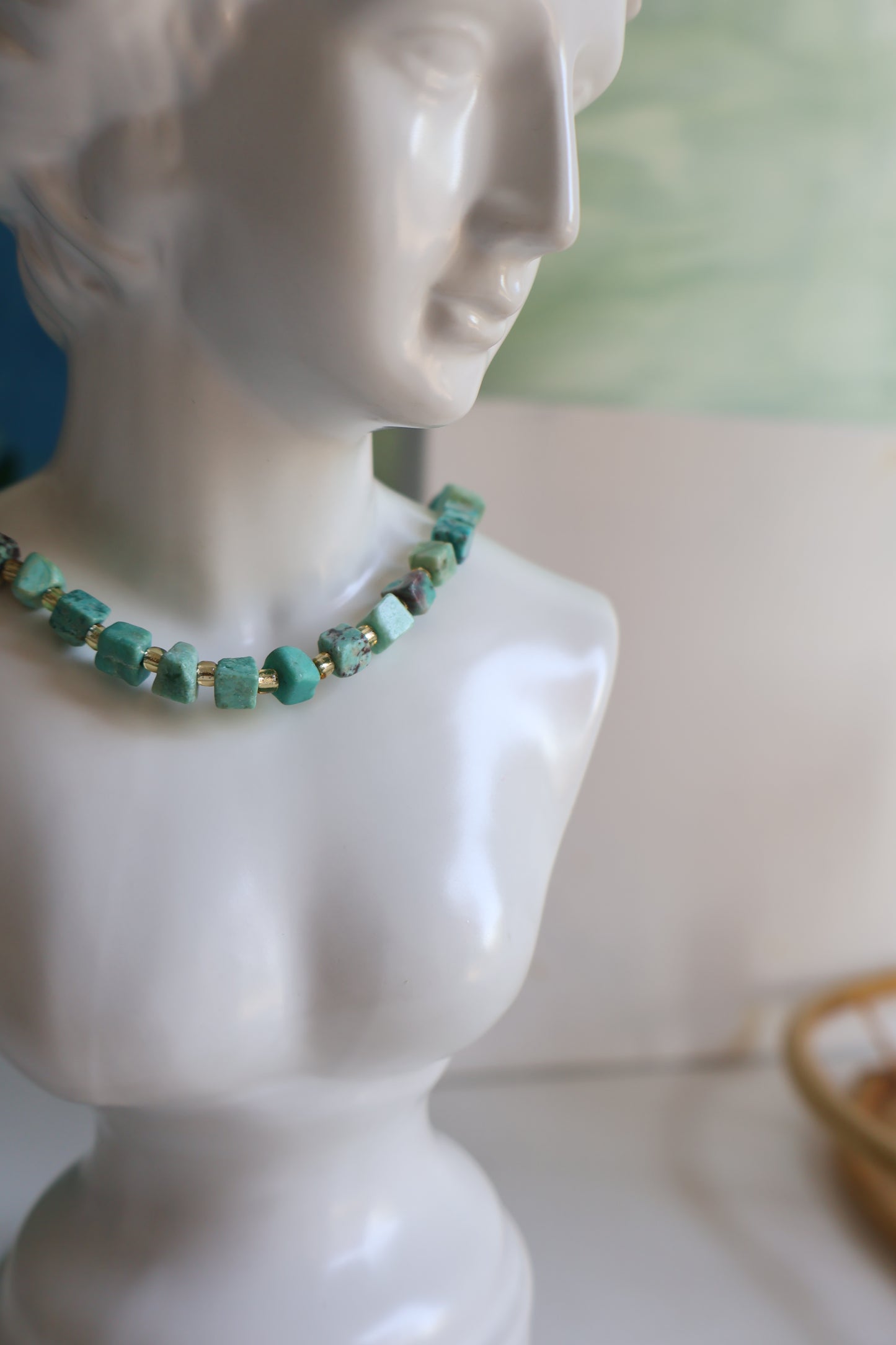 Rust & Stone Turquoise Necklace | Detachable Cross Pendant