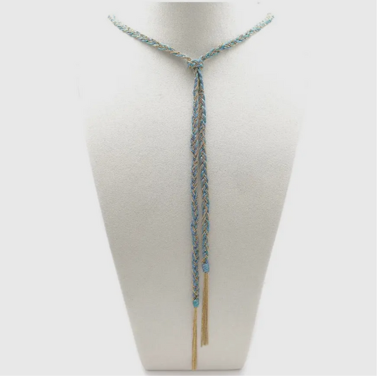 Blue Braided 18K Gold Plated Wrap
