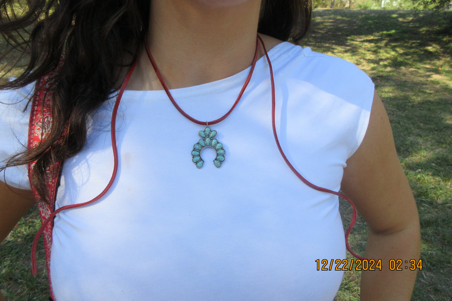 Turquoise Western Leather Necklace