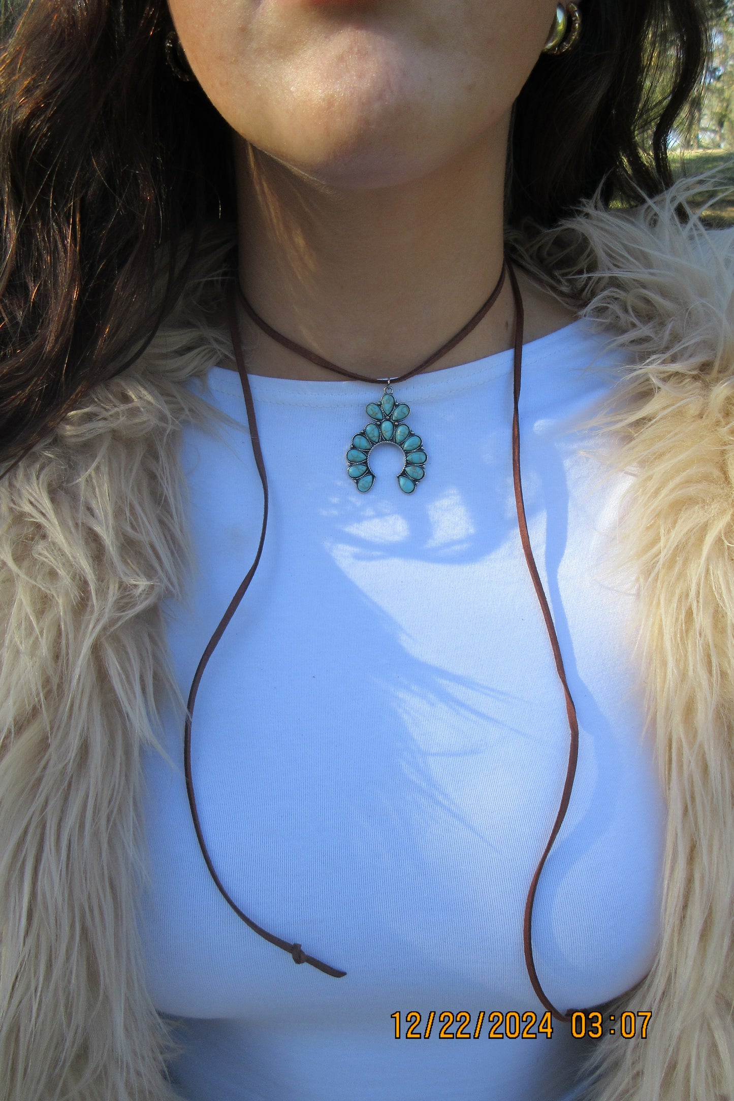 Turquoise Western Leather Necklace