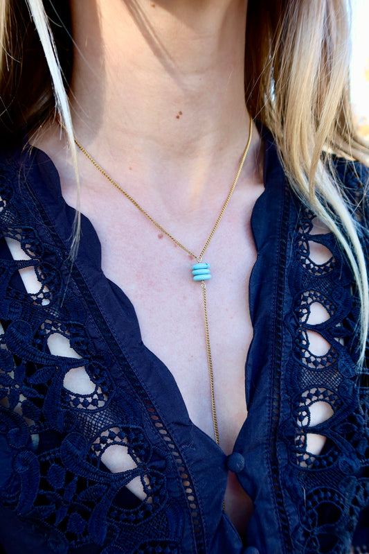 Hali Turquoise Beaded Lariat Necklace